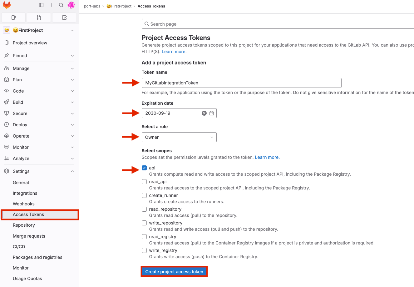 GitLab group access tokens