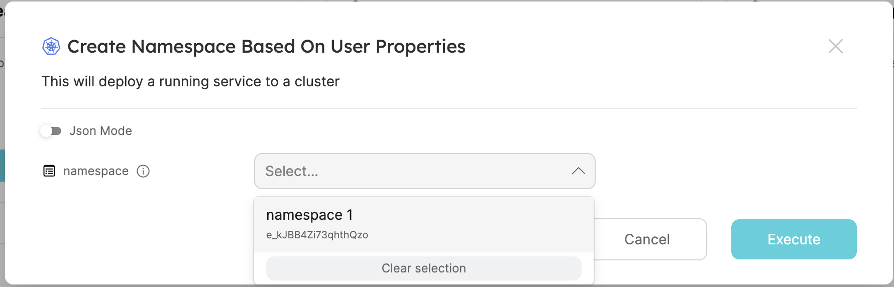 Cluster And Namespace Action